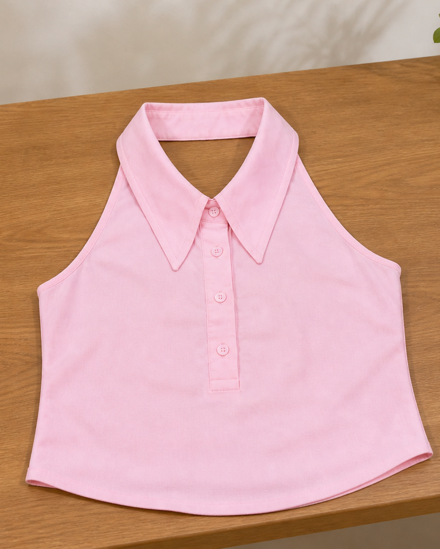 Halter Elegant Pink Shirt