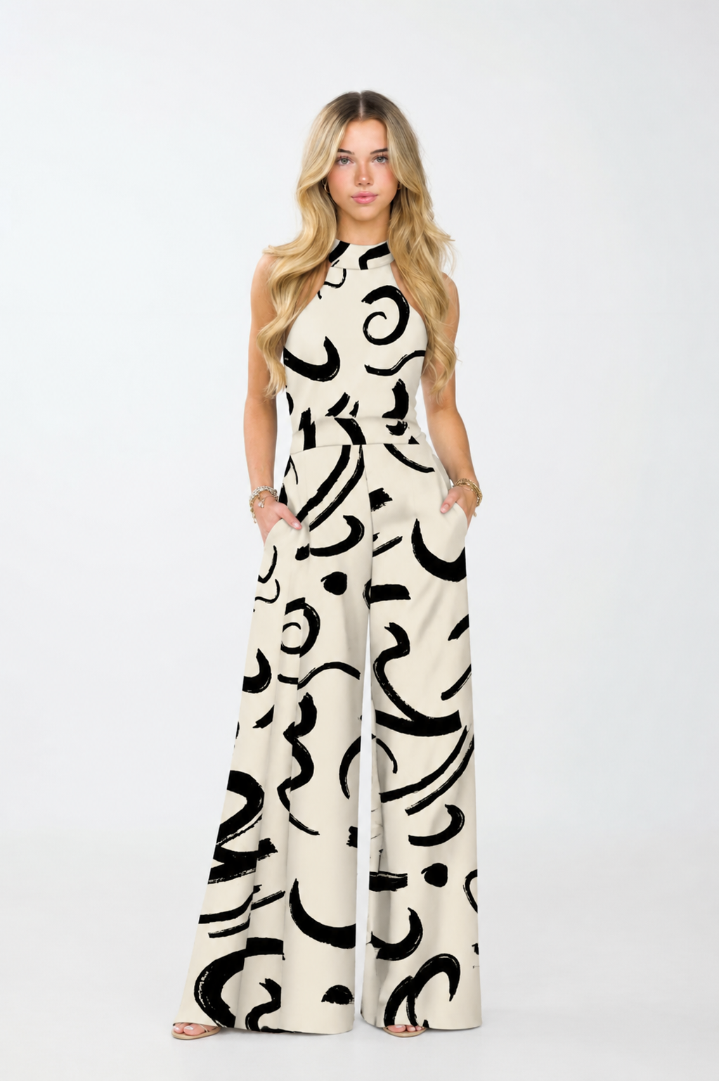 Women's Elegant Elegant Waist Belt Jumpsuit