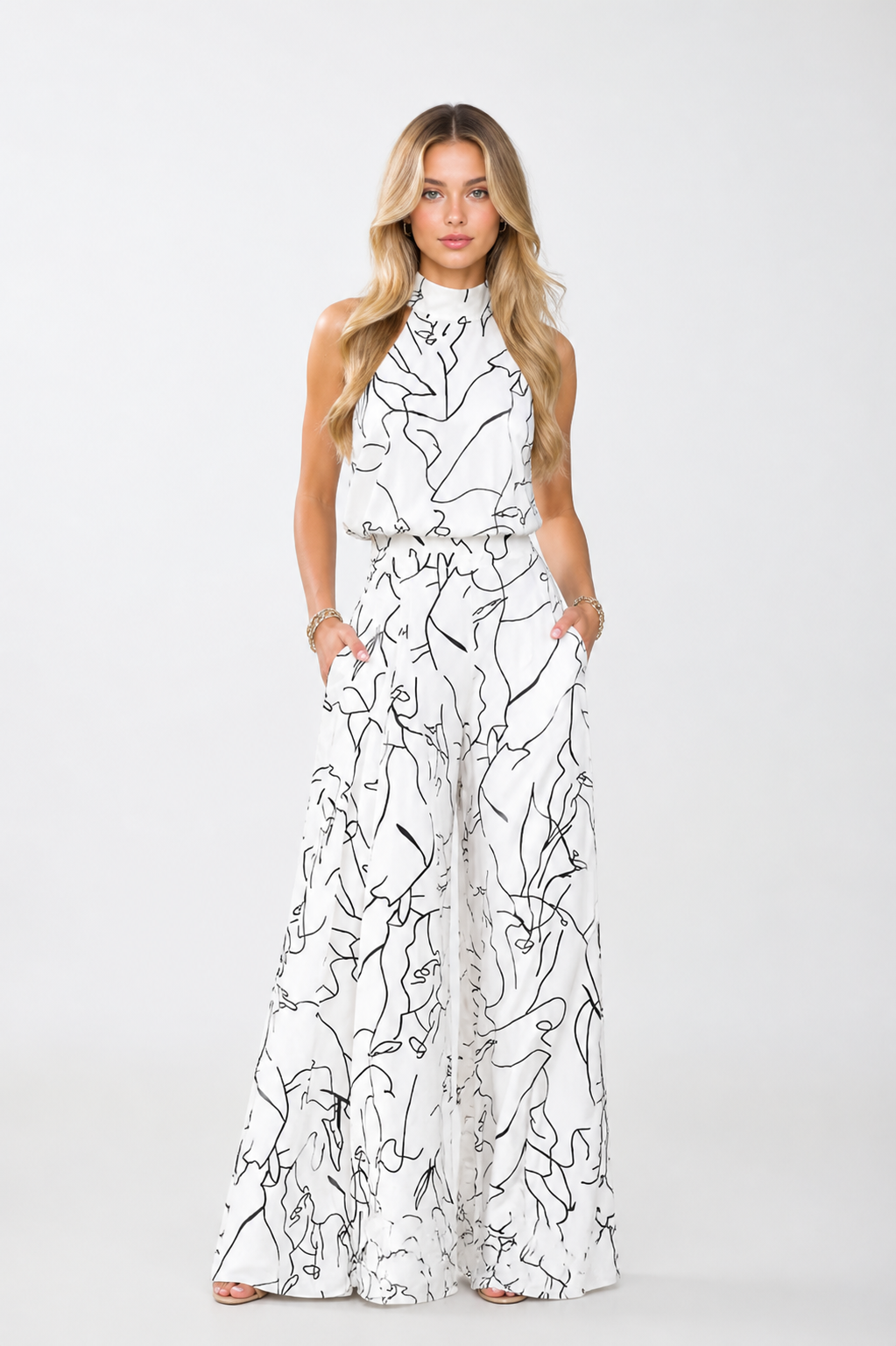 Women's Elegant Elegant Waist Belt Jumpsuit