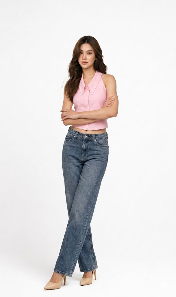 Halter Elegant Pink Shirt